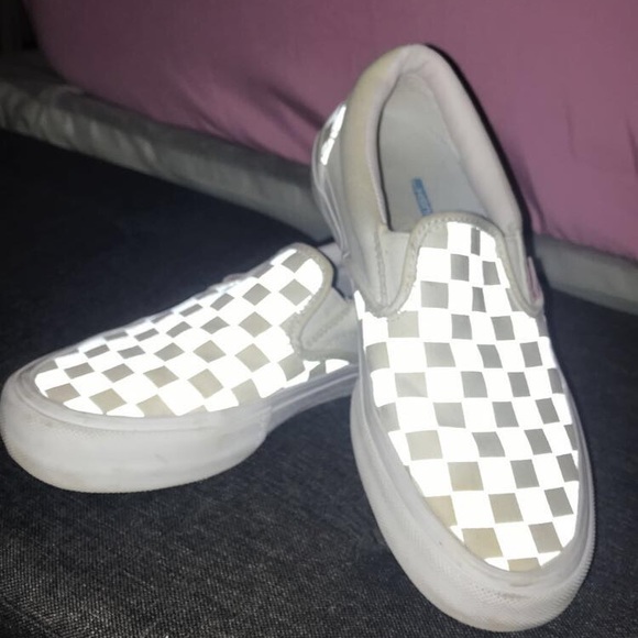 reflective checkered white vans